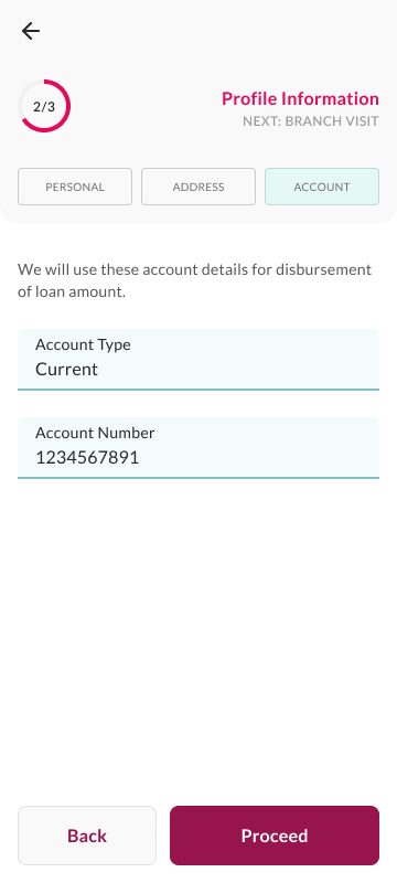 Validating your account by depositing rupee one, account verification screen
