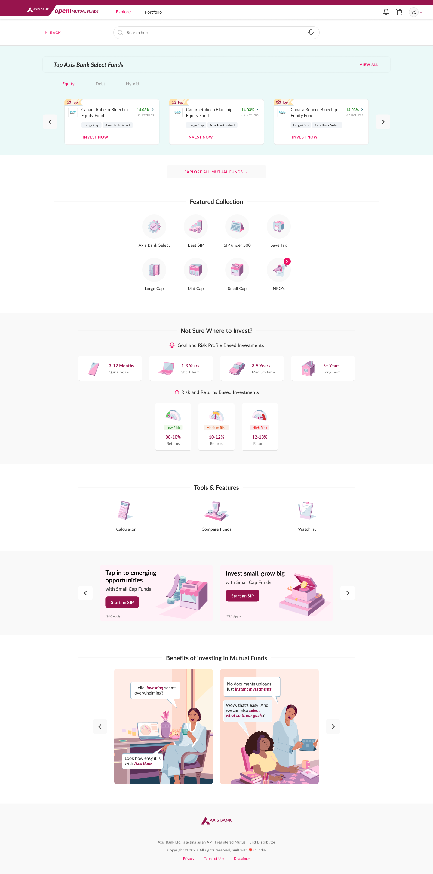 The redesigned discovery experience on web, with top picks, goal and risk based discovery, and evaluation tools